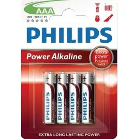 PHILIPS Power alkaline "AAA" batterier - 4 stk - BATTERIER