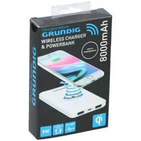 GRUNDIG Powerbank og trådløs opladning 8000 mah - MOBILTILBEHØR