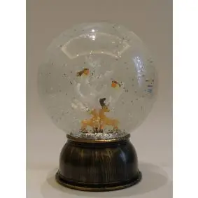 Sne-kugle m/træ & fugle ø. 15 cm - ØVRIGE