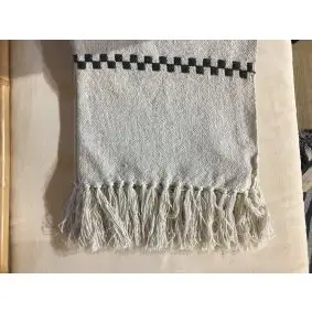 DACORE Plaid med frynser grå/hvid - PLAID / TÆPPER