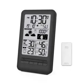 Vejrstation m/udendørs termometer, alarm, kalender - TERMOMETER