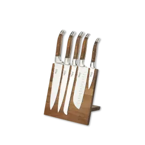 LAGUIOLE BY HAWS Knivsæt med knivblok - 5 knive - KNIVOPBEVARING & SLIBERE