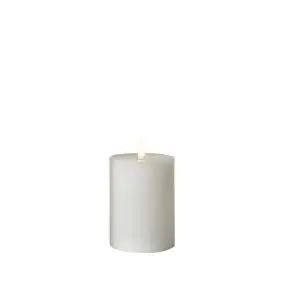 Bloklys m/3D flamme i hvid - 10 cm - LYS & LYSKÆDER
