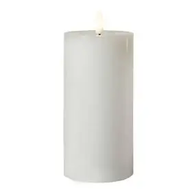 Bloklys m/3D flamme i hvid - 15 cm - LYS & LYSKÆDER