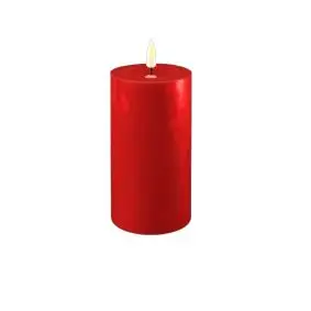 Bloklys m/3D flamme i rød - 10 cm - LYS & LYSKÆDER