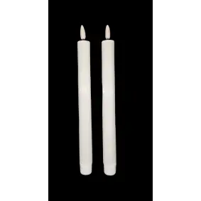 Stagelys m/bevægelig flamme i hvid 2 stk. - 22 cm - LYS & LYSKÆDER