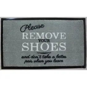 Dørmåtte 45 x 75 cm skridsikker - "Remove your shoes" - DØRMÅTTER