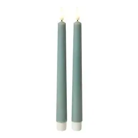 DACORE Stagelys med 3D flamme i sea - 24 cm - 2 stk. - LED LYS