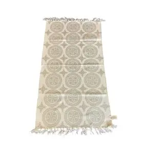 LA FINESSE kludetæppe 65 x 135 cm - hvid med grå print - PLAID / TÆPPER