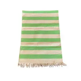 LA FINESSE kludetæppe 70 x 200 cm - striber grøn og hvid - PLAID / TÆPPER