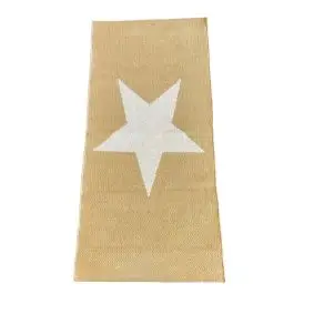 LA FINESSE Gennemvævet kludetæppe 65 x 135 cm - natur/hvid stor stjerne - TILBEHØR