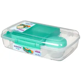 SISTEMA Madkasse bento box to go 1,76 liter - klar / minty teal - MADKASSER & DRIKKEDUNKE