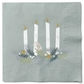 DET GAMLE APOTEK Mundserviet advent grøn - 20 stk - JUL