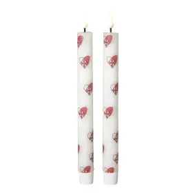 DACORE Stagelys m/3D flamme julehjerter 22 cm - 2 stk - DEKORATION