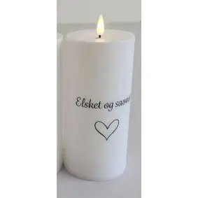 DACORE Gravlys m/3D flamme med timer  Ø7 cm - elsket & savnet - GAVEARTIKLER