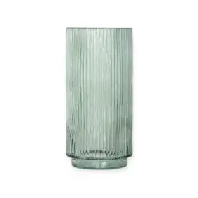 FLORA Glas vase med riller 25 cm - grøn - VASER