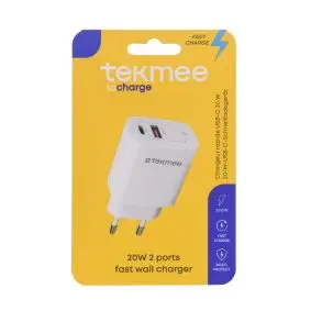 TEKMEE Lynlader 20 watt - type c / usb - hvid - BOLIG & FRITID