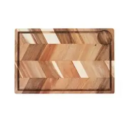 AIDA Skærebræt m/saftrille i sildebensmønster 40 x 26 x 3 cm - akacietræ -