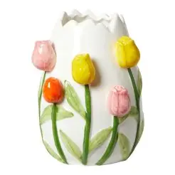 DACORE Vase hvid med tulipaner - 13 cm -