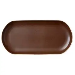 STUDIO ROUND North serveringsfad 38 x 19 cm - mat hvid/mat brun - 