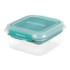 SISTEMA Madkasse square stax to go 1,15  liter - klar / minty teal - 