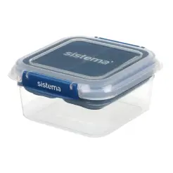 SISTEMA Madkasse square stax to go 1,15  liter - klar / ocean blue - 