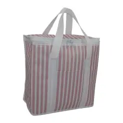 Køletaske 20 liter, stor - rosa stribet -