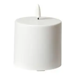 DACORE Bloklys udendørs m/3D flamme i hvid Ø8 cm- H7,5 cm - 