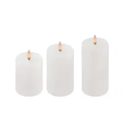 Bloklyssæt med 3D flamme incl. fjernbetjening Ø7,5 udendørs - hvid - 