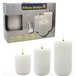 NORDIC GLOW Riflede bloklyssæt inkl fjernbetjening - hvid - 