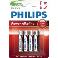 PHILIPS Power alkaline "AAA" batterier - 4 stk -