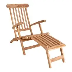 TEAK Dækstol m/fodskammel -