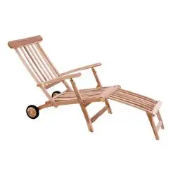 TEAK Dækstol m/hjul & fodskammel -