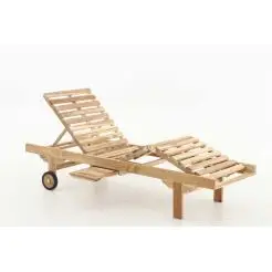 TEAK Solvogn m/hjul & stilbar ryg/ben - 