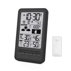 Vejrstation m/udendørs termometer, alarm, kalender -