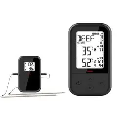 Stegetermometer trådløst m/ 2 temperaturfølere - sort - 