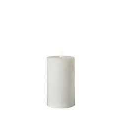 Bloklys m/3D flamme i hvid - 12,5 cm - 