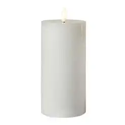 Bloklys m/3D flamme i hvid - 15 cm - 