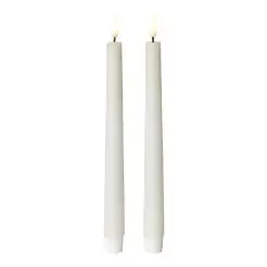 DACORE Stagelys med 3D flamme i hvid - 24 cm - 2 stk. -
