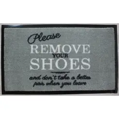 Dørmåtte 45 x 75 cm skridsikker - "Remove your shoes" - 