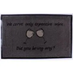 Dørmåtte 45 x 75 cm skridsikker - "We serve only opensive wine" - 