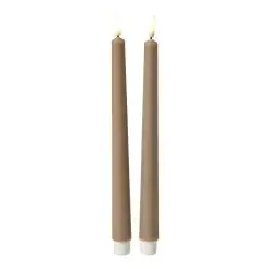 DACORE Stagelys med 3D flamme i sand - 28 cm - 2 stk. -