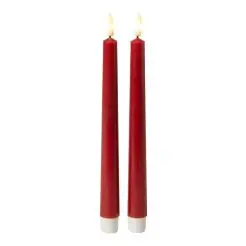 DACORE Stagelys med 3D flamme i rød - 24 cm - 2 stk. - 