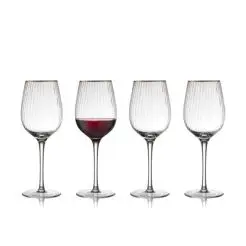 LYNGBY GLAS Palermo rødvin med guldkant  4 stk. - 40 cl - 