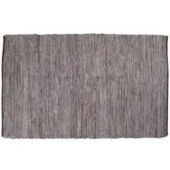 LA FINESSE Læder/skind kludetæppe 120 x 180 cm - brun - 