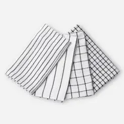 Viskestykke med striber & tern - 4 stk -