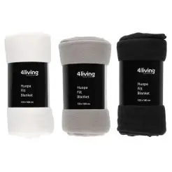 4LIVING Fleece tæppe - ass. farver -