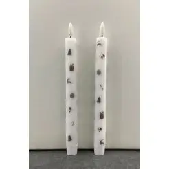 DACORE Stagelys m/3D flamme julemotiv 22 cm - 2 stk - LYS & LYSKÆDER