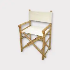 BAMBUSA Bambus instruktørstol - hvid canvas - 