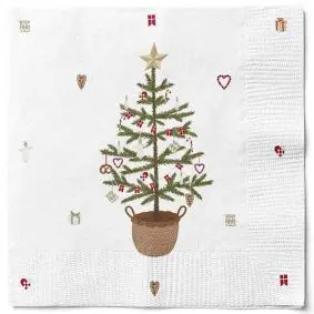 DET GAMLE APOTEK Mundserviet  juletræ i potte - 20 stk. - JUL